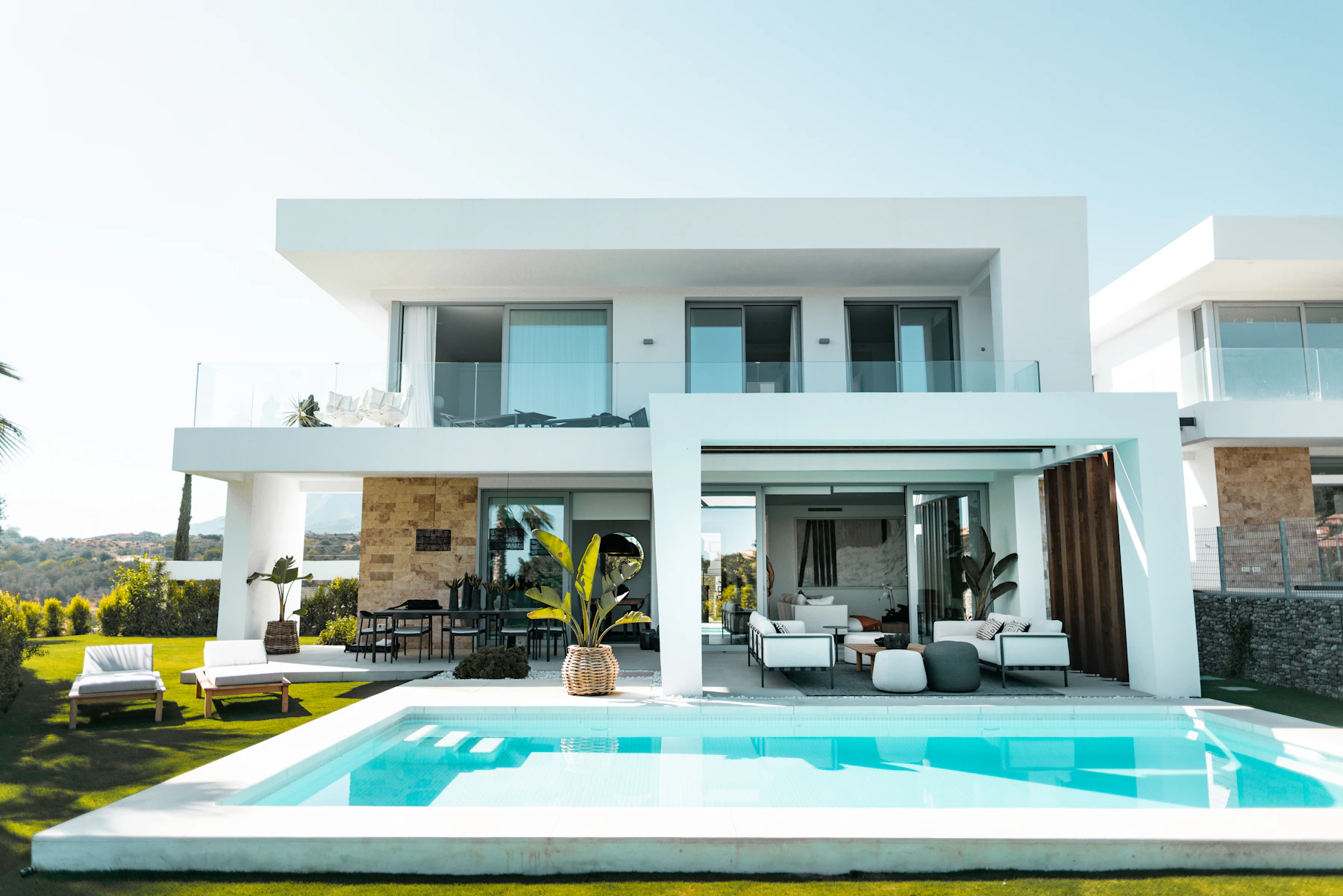 Illustrative villa garden and pool; not a Hill Valley project